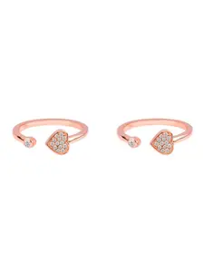 Nistra The Love Sterling Silver Rose Gold-Plated Cubic Zirconia Studded Toe Ring