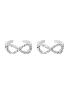 Nistra Infinite Grace Sterling Silver Rhodium-Plated Cubic Zirconia Toe Rings