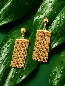 Rubans Voguish 18K Gold Plated Beaded Tassel Drop Earrings