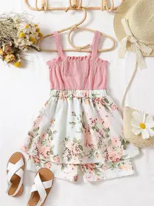 INCLUD Girls Printed Shoulder Straps Top With Short