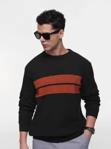 French Connection Cable Knit Striped Pullover Sweater