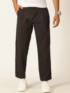 Thomas Scott Men Smart Straight Fit Mid-Rise Easy Wash Pure Cotton Chinos Trousers