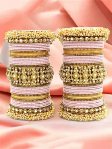 leshya Set Of 66 Brass-Plated Stone-Studded Bangles