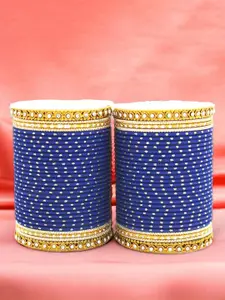 leshya Set Of 64 Brass-Plated Stone-Studded & Beaded Bangles