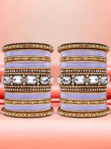 leshya Set Of 62 Brass-Plated Stone-Studded & Beaded Bangles