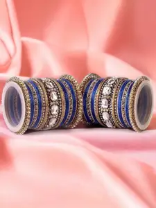 leshya Set Of 62 Brass-Plated Stone Studded & Beaded Bangles