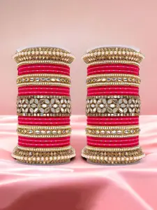 leshya  Set Of 48 Brass-Plated Stone-Studded Bangles