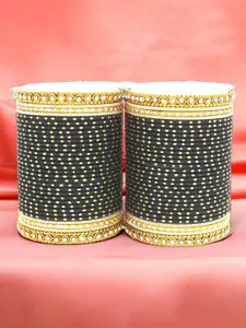 leshya Set Of 64 Brass Plated Stones Studded Bangles