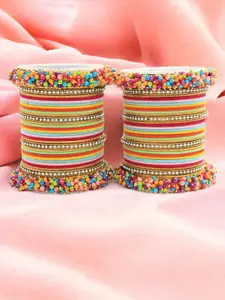 leshya Women Set Of 64 Brass-Plated Stone-Studded Bangles