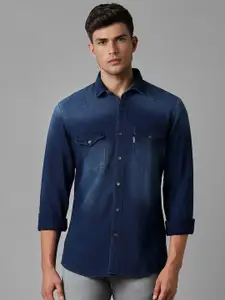 Louis Philippe Jeans Slim Fit Faded Spread Collar Pure Cotton Casual Shirt