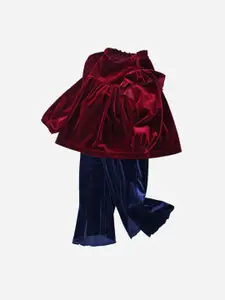 StyleCast Girls Red & Black Top with Trousers