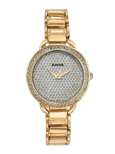 Sonata Women Wedding Bling Stainless Steel Bracelet Style Straps Analogue Watch 87052WM04