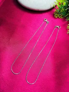 Arte Jewels Set Of 2 Sterling Silver Anklets