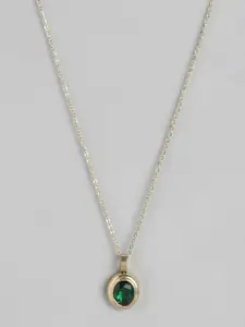 Carlton London Gold-Plated Oval Pendant with Chain