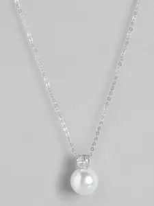 Carlton London Silver-Plated Pearl Spherical Pendant with Chain
