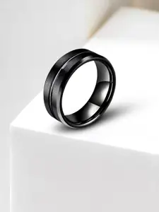 Peora Men Tungsten Grooved Centre Polished Band Ring