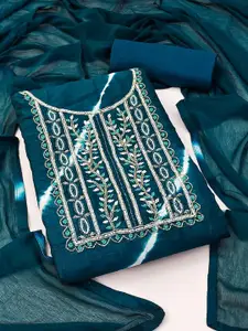 Peachmode Floral Embroidered Beads Unstitched Dress Material