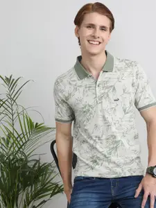 Crocodile Men Tropical Printed Polo Collar Slim Fit Pocket T-shirt