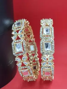 Anouk Gold Toned Set of 2 Gold Plated Kundan Studded Bangles