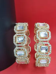 Anouk Gold Toned Set of 2 Gold Plated Kundan Stone Studded Bangles