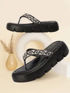 madam glorious Embellished Flatform Heel Sandals