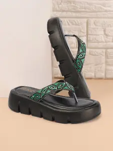 madam glorious Embellished Flatform Heel Sandals