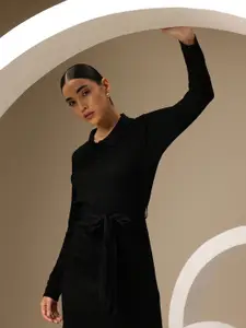 Chemistry Jumper Midi Dress with Waist Tie-Up