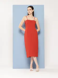 Chemistry Smocked A-Line Midi Dress With Back Slit