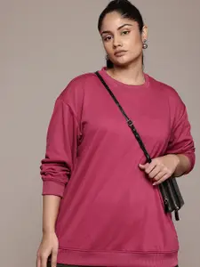 The Roadster Lifestyle Co. Plus Size Round Neck Drop-Shoulder Sleeves Pullover