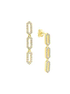 Nistra Gold-Plated Cubic Zirconia Geometric Drop Earrings