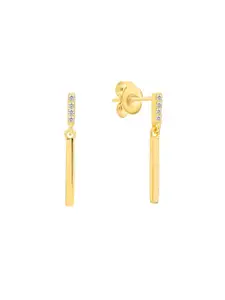 Nistra Gold-Plated Geometric Cubic Zirconia Drop Earrings