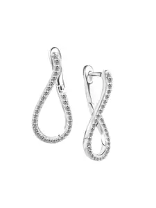 Nistra Rhodium Plated Cubic Zirconia Teardrop Shaped Drop Earrings
