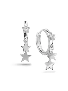Nistra Star Women Star Shaped Cubic Zirconia Studs Earrings