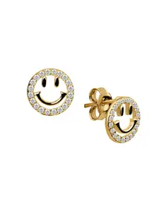 Nistra Gold-Plated Cubic Zirconia Circular Stud Earrings