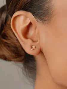 Nistra Women Heart Shaped Studs Earrings