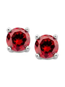 Nistra Rhodium Plated Cubic Zirconia Circular Stud Earrings