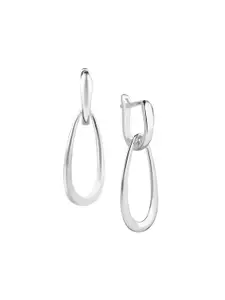 Nistra Sterling Silver Rhodium-Plated Oval Drop Earrings