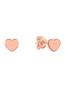 Nistra Cutesy Heartshine Sterling Silver Rose Gold-Plated Heart Shaped Stud Earrings