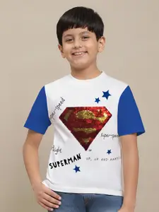 Kids Ville Boys Superman Printed Cotton Round Neck T-shirt