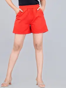 MIRAYYA Women Mid-Rise Pure Cotton Shorts