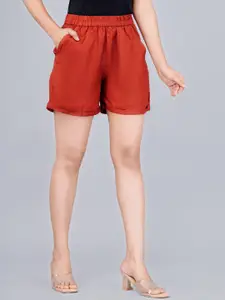 MIRAYYA Women Mid-Rise Pure Cotton Casual Shorts