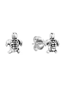 Nistra Animal Shaped Sterling Silver Oxidised Studs Earrings