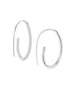 Nistra Rhodium-Plated Sterling Silver Oval Hoop Earrings