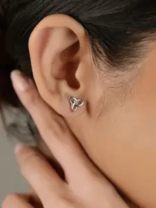 Nistra Sterling Silver Rhodium-Plated Geometric Studs Earrings