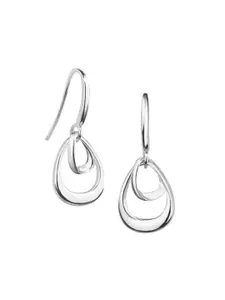 Nistra Rhodium Plated Sterling Silver Teardrop Shaped Drop Earrings
