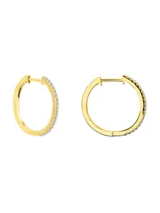 Nistra Cubic Zirconia Gold Plated Sterling Silver Circular Hoop Earrings