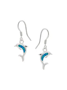 Nistra Rhodium-Plated Dolphin's Tale Shaped Drop Earrings