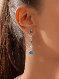 Nistra Rhodium-Plated Sterling Silver Contemporary Drop Earrings