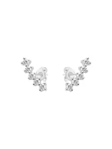 Nistra Rhodium Plated Cubic Zirconia Geometric Stud Earrings
