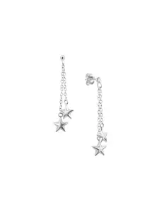 Nistra Rhodium-Plated Star Shaped Drop Earrings